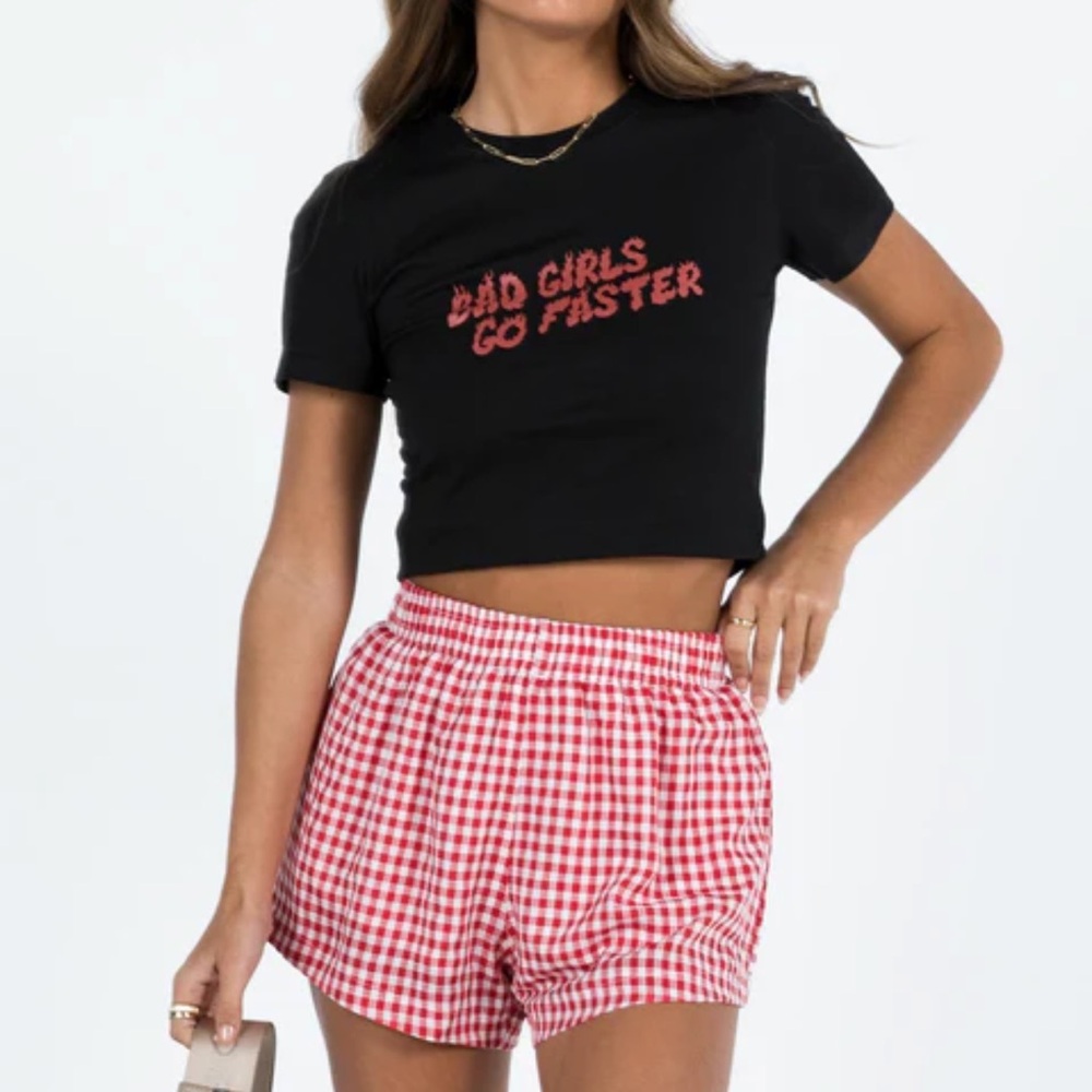 Princess Polly Red Gingham Athletic Shorts - Picture 2 of 2